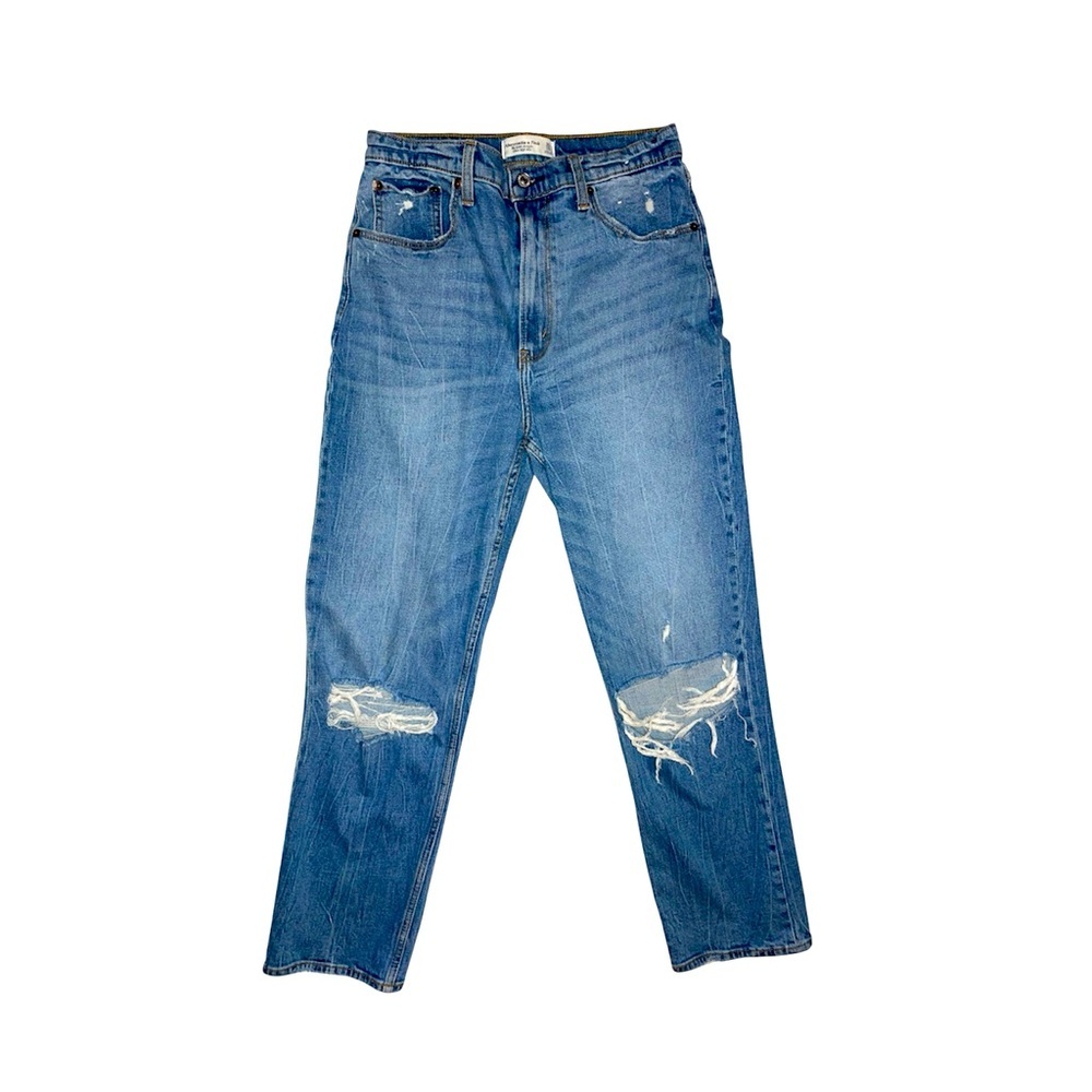 Abercrombie & Fitch Ultra High Rise Jeans 10 Long Distressed Denim